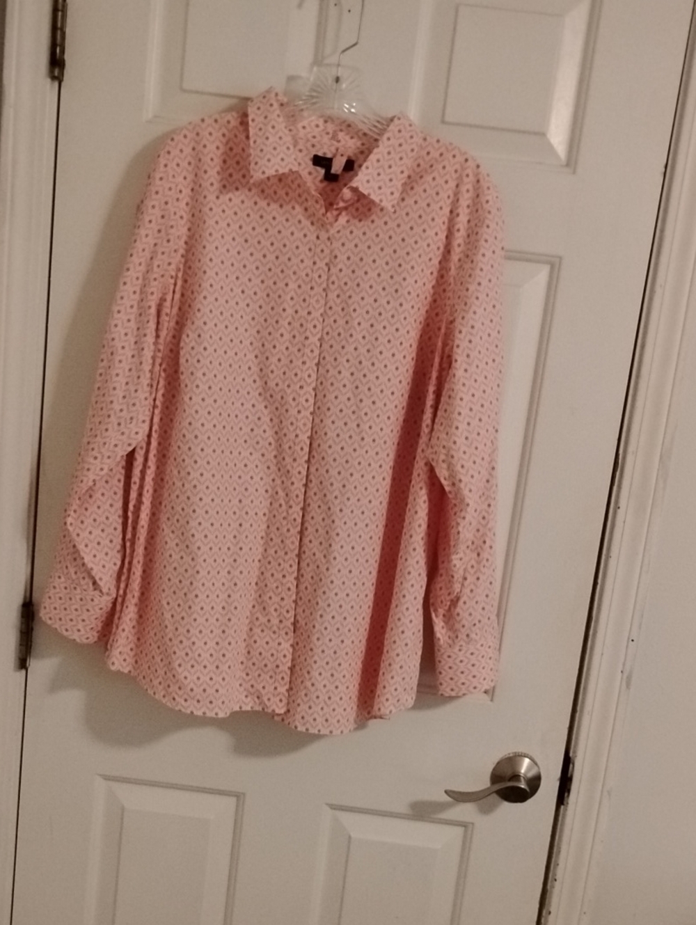 Lands' End Pink Eyelet Button-Down Shirt